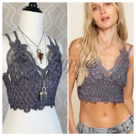 POL Longline Mineral Wash Lace Bralette - Picture 10 of 12